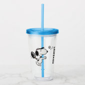 pinda's | Snoopy speelt tennis Acryl Drinkbeker (Voorkant)