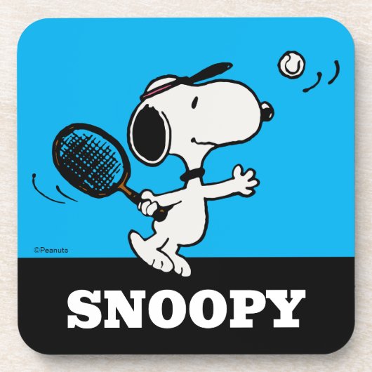 pinda's | Snoopy speelt tennis Bier Onderzetter (Voorkant)