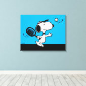 pinda's | Snoopy speelt tennis Canvas Afdruk (Insitu (Houten vloer))
