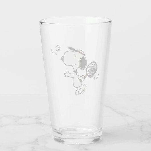 pinda's | Snoopy speelt tennis Glas (Achterkant)