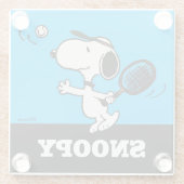 pinda's | Snoopy speelt tennis Glazen Onderzetter (Achterkant)