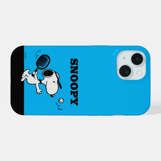 pinda's | Snoopy speelt tennis iPhone 15 Case (Achterkant horizontaal)