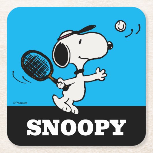 pinda's | Snoopy speelt tennis Kartonnen Onderzetters (Voorkant)