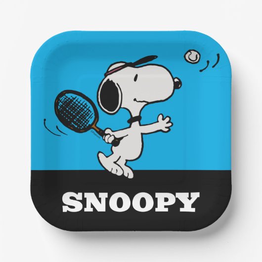 pinda's | Snoopy speelt tennis Papieren Bordje (Voorkant)