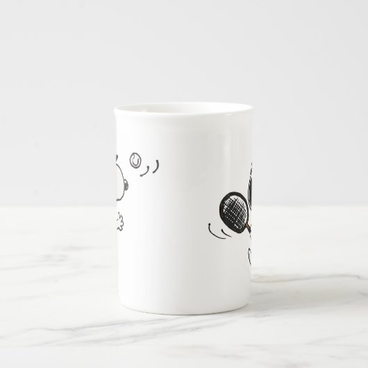 pinda's | Snoopy speelt tennis Porselein Kop (Voorkant)