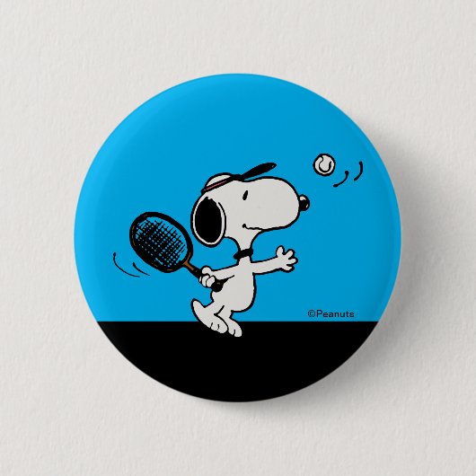 pinda's | Snoopy speelt tennis Ronde Button 5,7 Cm (Voorkant)