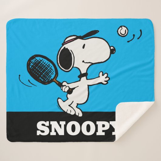 pinda's | Snoopy speelt tennis Sherpa Deken (Voorkant (horizontaal))