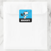 pinda's | Snoopy speelt tennis Vierkante Sticker (Tas)