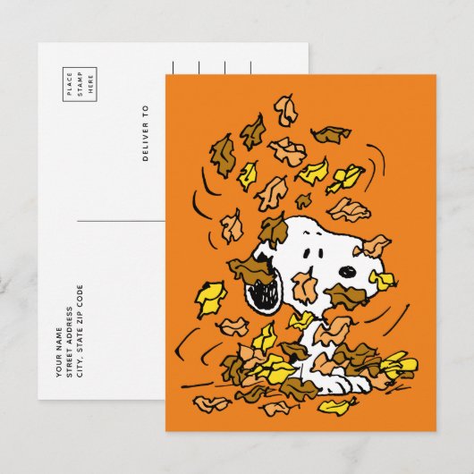 pinda's | Snoopy stapel bladeren Briefkaart (Voorkant / Achterkant)