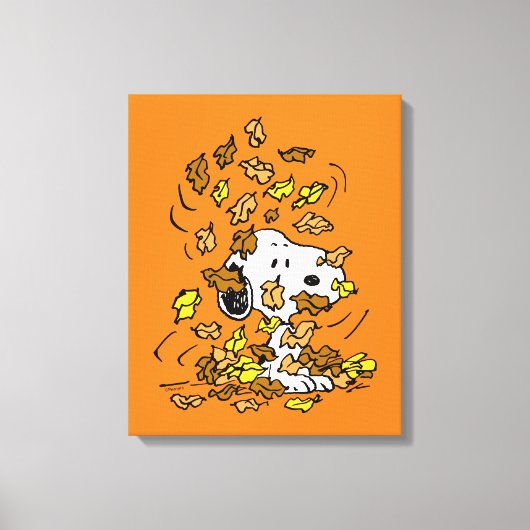 pinda's | Snoopy stapel bladeren Canvas Afdruk (Voorkant)