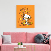 pinda's | Snoopy stapel bladeren Canvas Afdruk (Insitu (Woonkamer))