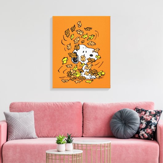 pinda's | Snoopy stapel bladeren Canvas Afdruk (Insitu (Woonkamer))