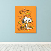 pinda's | Snoopy stapel bladeren Canvas Afdruk (Insitu (Houten vloer))