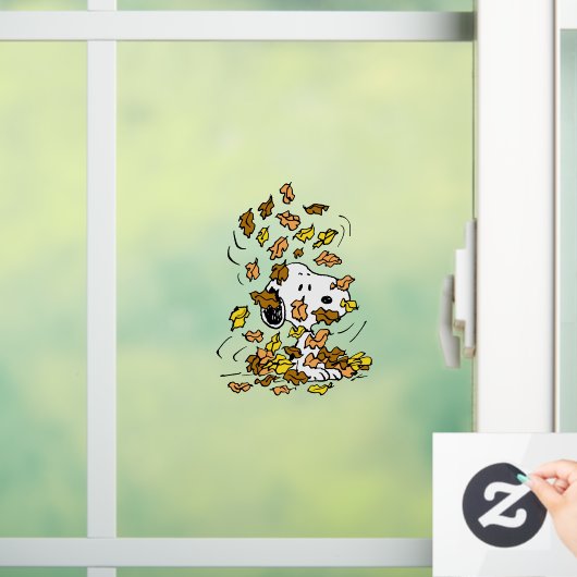 pinda's | Snoopy stapel bladeren Raamsticker (Huis)