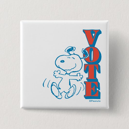 pinda's | Snoopy - Stemming Vierkante Button 5,1 Cm (Voorkant)