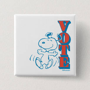 pinda's   Snoopy - Stemming Vierkante Button 5,1 Cm