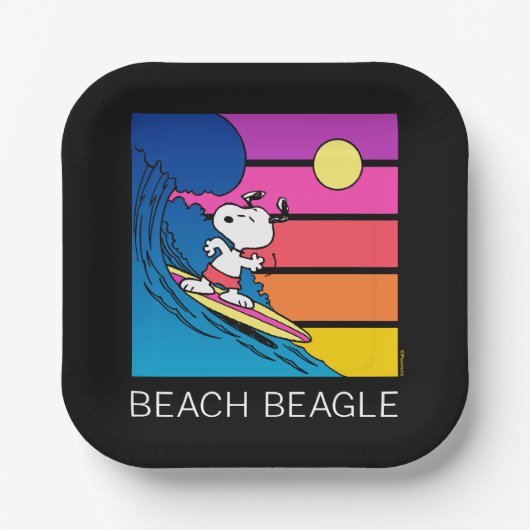 pinda's | Snoopy Surfing Papieren Bordje (Voorkant)