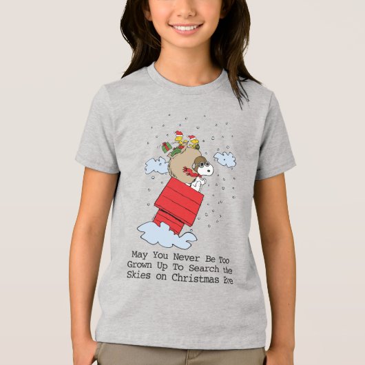 pinda's | Snoopy the Red Baron met kerstmis Tri-Blend Shirt (Voorkant)