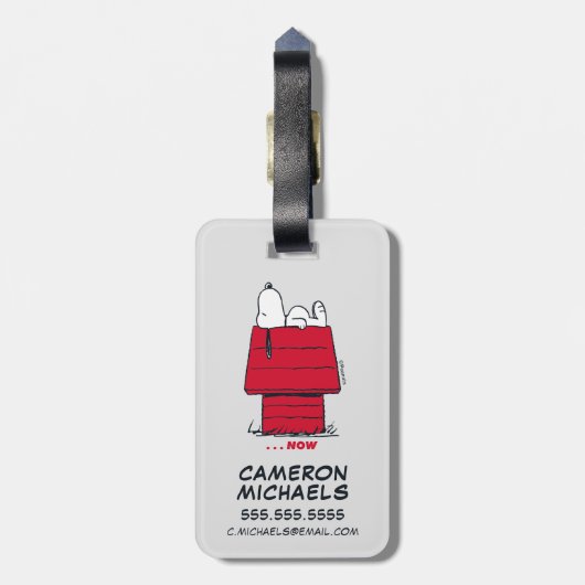 PINDA'S | Snoopy toen & nu Bagagelabel (Achterkant verticaal)