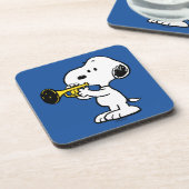 pinda's | Snoopy trompetspeler Bier Onderzetter (Linkerzijde)