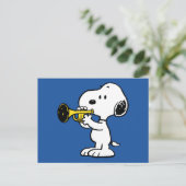 pinda's | Snoopy trompetspeler Briefkaart (Staand voorkant)