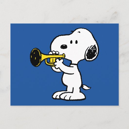 pinda's | Snoopy trompetspeler Briefkaart (Voorkant)