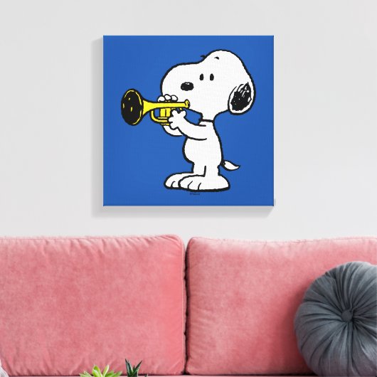 pinda's | Snoopy trompetspeler Canvas Afdruk (Insitu (Woonkamer))