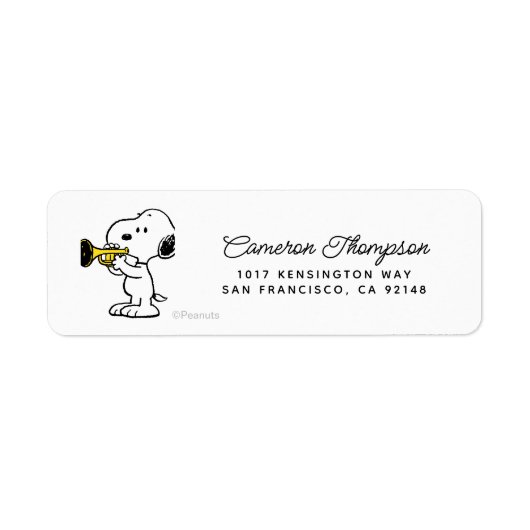 pinda's | Snoopy trompetspeler Etiket (Voorkant)