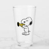 pinda's | Snoopy trompetspeler Glas (Voorkant)