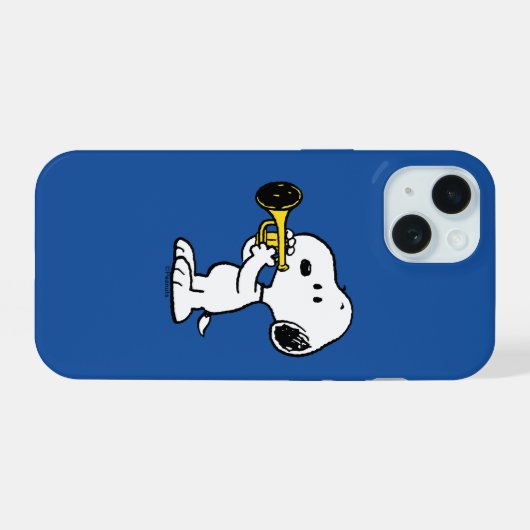pinda's | Snoopy trompetspeler iPhone 15 Case (Achterkant horizontaal)