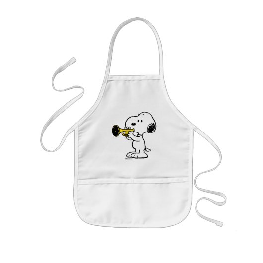 pinda's | Snoopy trompetspeler Kinder Schort (Voorkant)