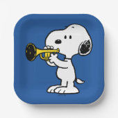 pinda's | Snoopy trompetspeler Papieren Bordje (Voorkant)