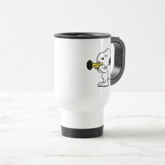 pinda's | Snoopy trompetspeler Reisbeker (Voorkant rechts)