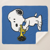 pinda's | Snoopy trompetspeler Sherpa Deken (Voorkant (horizontaal))