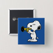 pinda's | Snoopy trompetspeler Vierkante Button 5,1 Cm (Voorkant /achterkant)