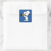 pinda's | Snoopy trompetspeler Vierkante Sticker (Tas)