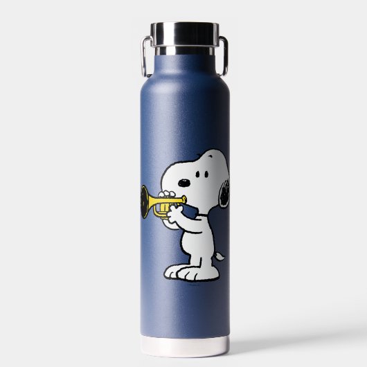 pinda's | Snoopy trompetspeler Waterfles (Voorkant)