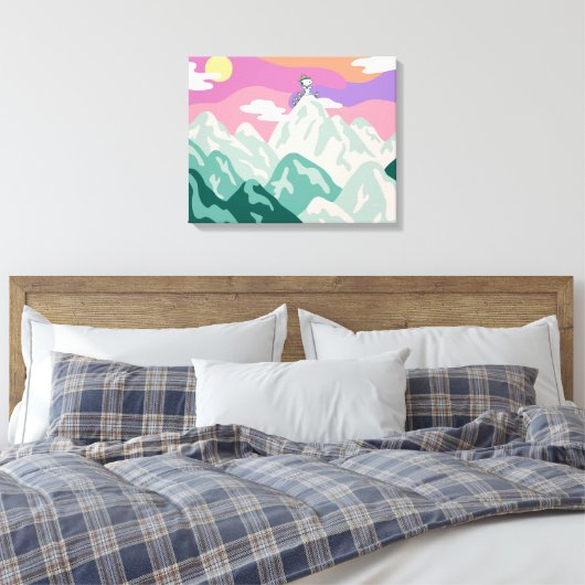 pinda's | Snoopy & Troop Hiking the Mountain Canvas Afdruk (Insitu (Slaapkamer))