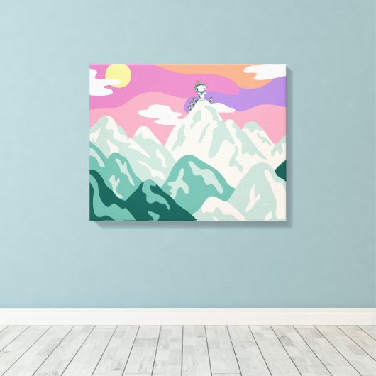 pinda's | Snoopy & Troop Hiking the Mountain Canvas Afdruk (Insitu (Houten vloer))