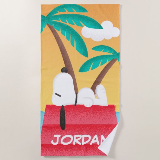 pinda's | Snoopy Tropical Deco | Jouw namen toevoe Strandlaken (Voorkant)