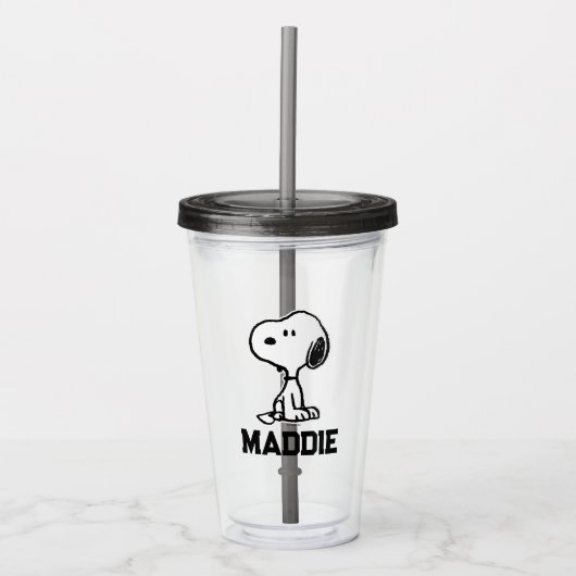 pinda's | Snoopy Turns | Jouw namen toevoegen Acryl Drinkbeker (Voorkant)