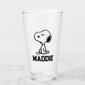 pinda's | Snoopy Turns | Jouw namen toevoegen Glas (Voorkant)