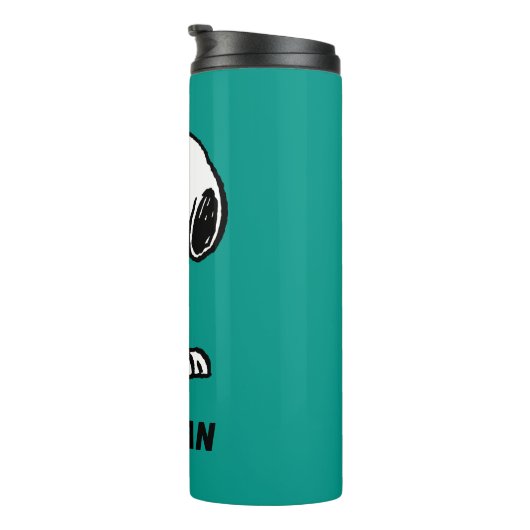 pinda's | Snoopy Turns | Jouw namen toevoegen Thermosbeker (Geroteerd rechts)