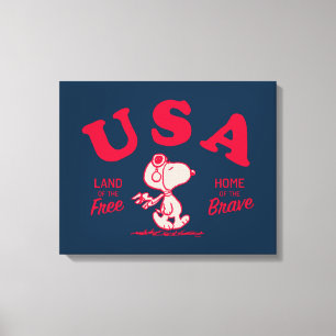 pinda's   Snoopy USA Land of the Free Canvas Afdruk