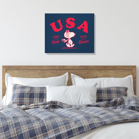 pinda's | Snoopy USA Land of the Free Canvas Afdruk (Insitu (Slaapkamer))
