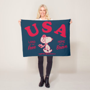 pinda's   Snoopy USA Land of the Free Fleece Deken