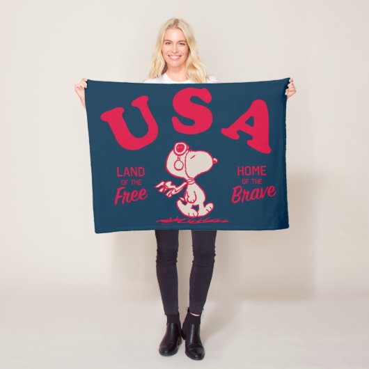 pinda's | Snoopy USA Land of the Free Fleece Deken (In situ)