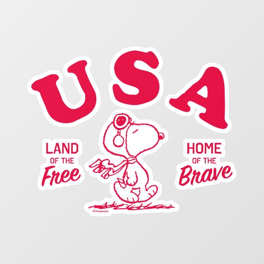 pinda's | Snoopy USA Land of the Free Raamsticker (Vel)