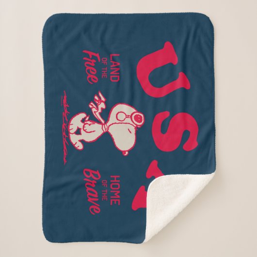 pinda's | Snoopy USA Land of the Free Sherpa Deken (Voorkant)