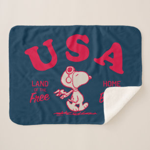 pinda's   Snoopy USA Land of the Free Sherpa Deken